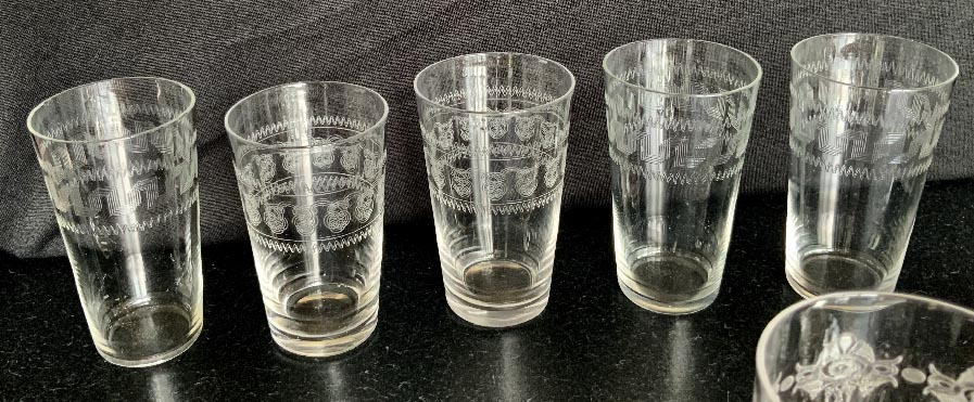 11 Edwardian glasses dating from the early 1900's